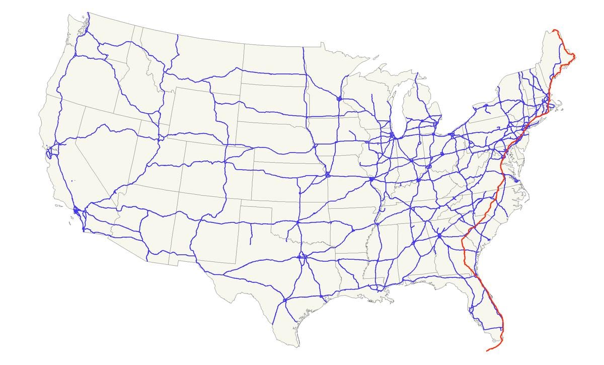 خريطة US route 1