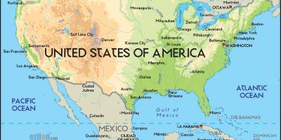 خريطة الولايات المتحدة مع المحيطات