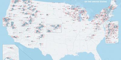 الولايات المتحدة الأمريكية منتجعات التزلج خريطة
